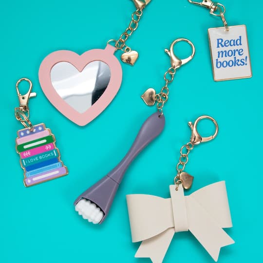 6" Pink Mirror Heart Keychain